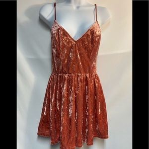 L.A. HEARTS APRICOT VELVET SPAGHETTI STRING ROMPER